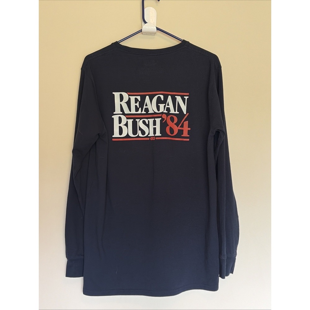 Rowdy Gentleman Navy Blue Crewneck REAGAN BUSH 80s Pocket Tee Shirt Mens‎ Large